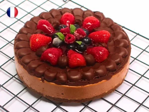Mousse de Queso, Chocolate y Frutos Rojos